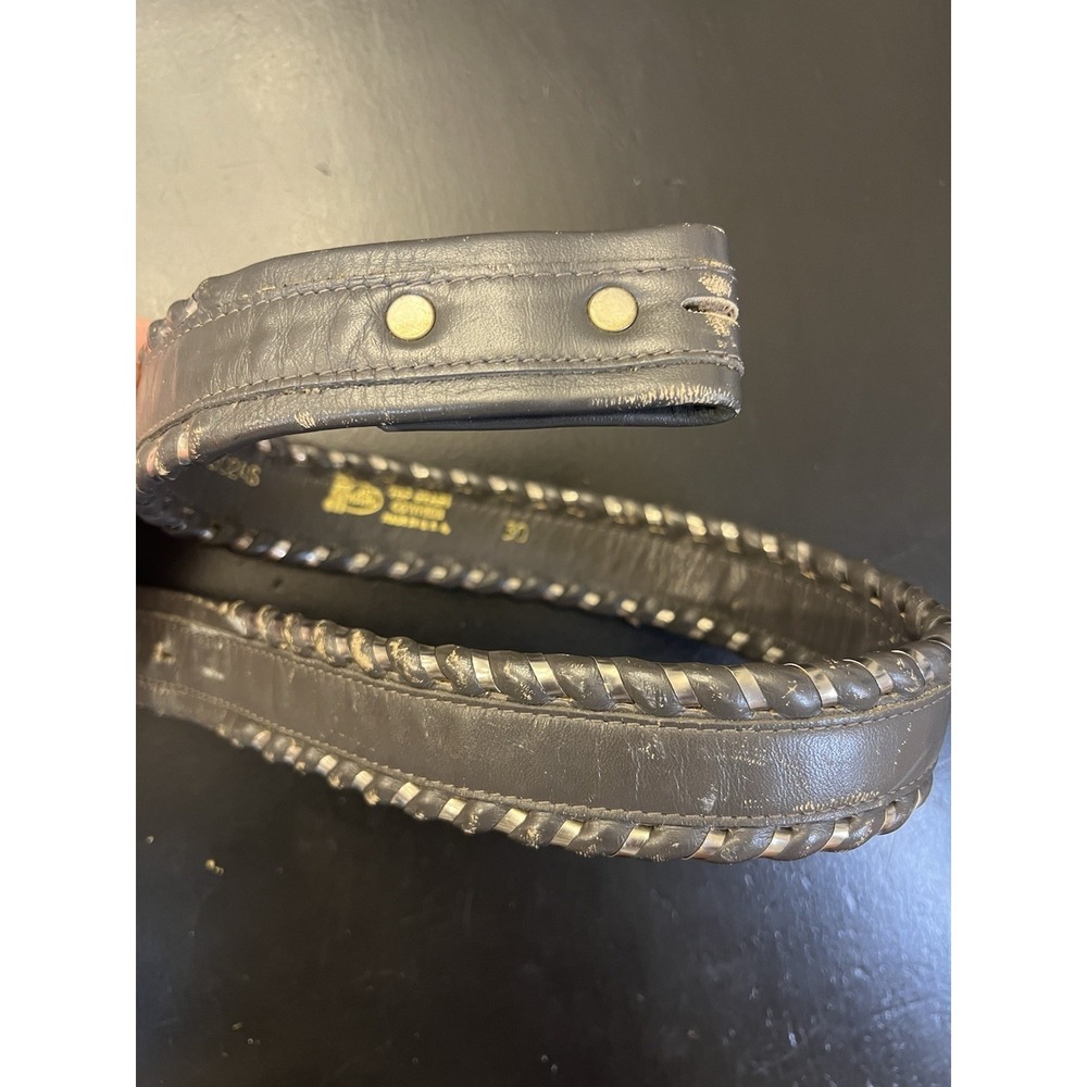 Justin Vintage Top Grain Cowhide Western Grey Silver Whipstitch Belt Mens 30 USA
